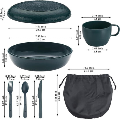 Comprehensive Camping Mess Kit with Bowl, Plate, Cup, Cutlery, and Carry Bag - Essential Outdoor Dining Accessories for Travel, Camping, and Picnics, Conveniently Portable and Storable
