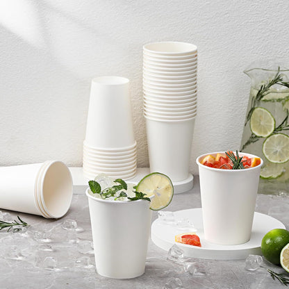 120 Pack 8 Oz Paper Cups, Coffee Cups, White Paper Hot/Cold Disposable Beverage Drinking Cup for Water, Juice, Coffee, Tea