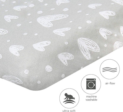 Pack and Play Sheets Fitted, 2 Pack Playard Sheets Fits for Graco Pack N Play Mattress, 100% Jersey Knit Cotton Mini Crib Sheets for Baby Boys & Gril
