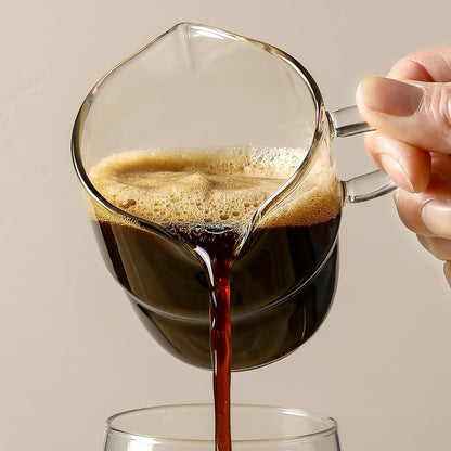 Espresso Cups Set of 2, 6 OZ Double Spouts Stackable Cups, Espresso Shots Glass Mugs with Handle, Cute Clear Glasses for Coffee Bar, Machine Accessories