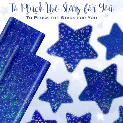 Set of 2 Royal Blue Holographic Laser Tablecloths with Sparkling Star Design, 54 x 72 Disposable Shiny Table Covers for Birthday Parties, Weddings, Anniversaries, and Bachelorette Celebrations