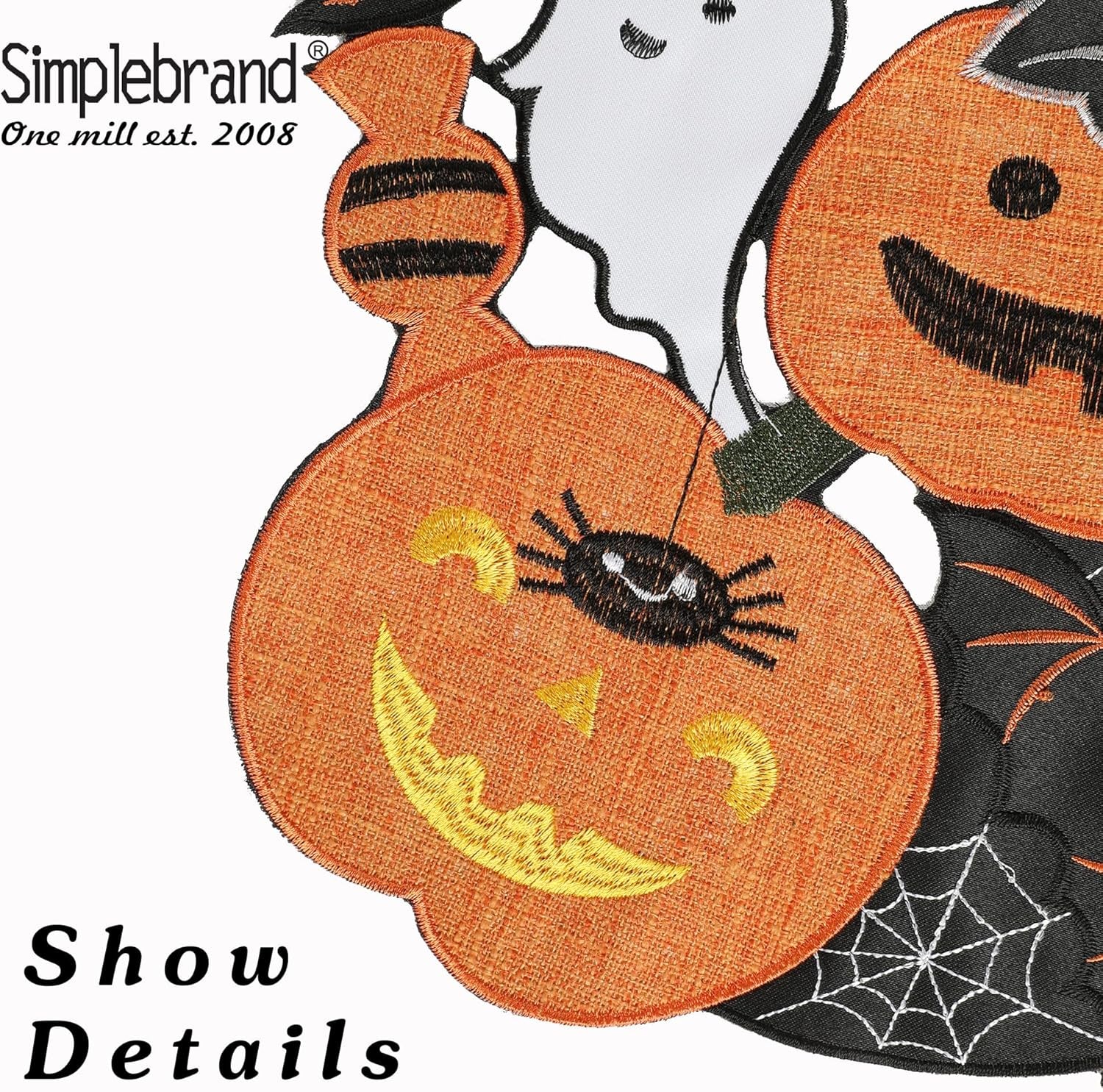 Fall Halloween Table Runner 70 Inches Long, Cutwork Applique Embroidered Pumpkins and Bats Dresser Scarf for Home Dining Holiday Autumn Halloween Thanksgiving Decor, 13 X 70 Inch