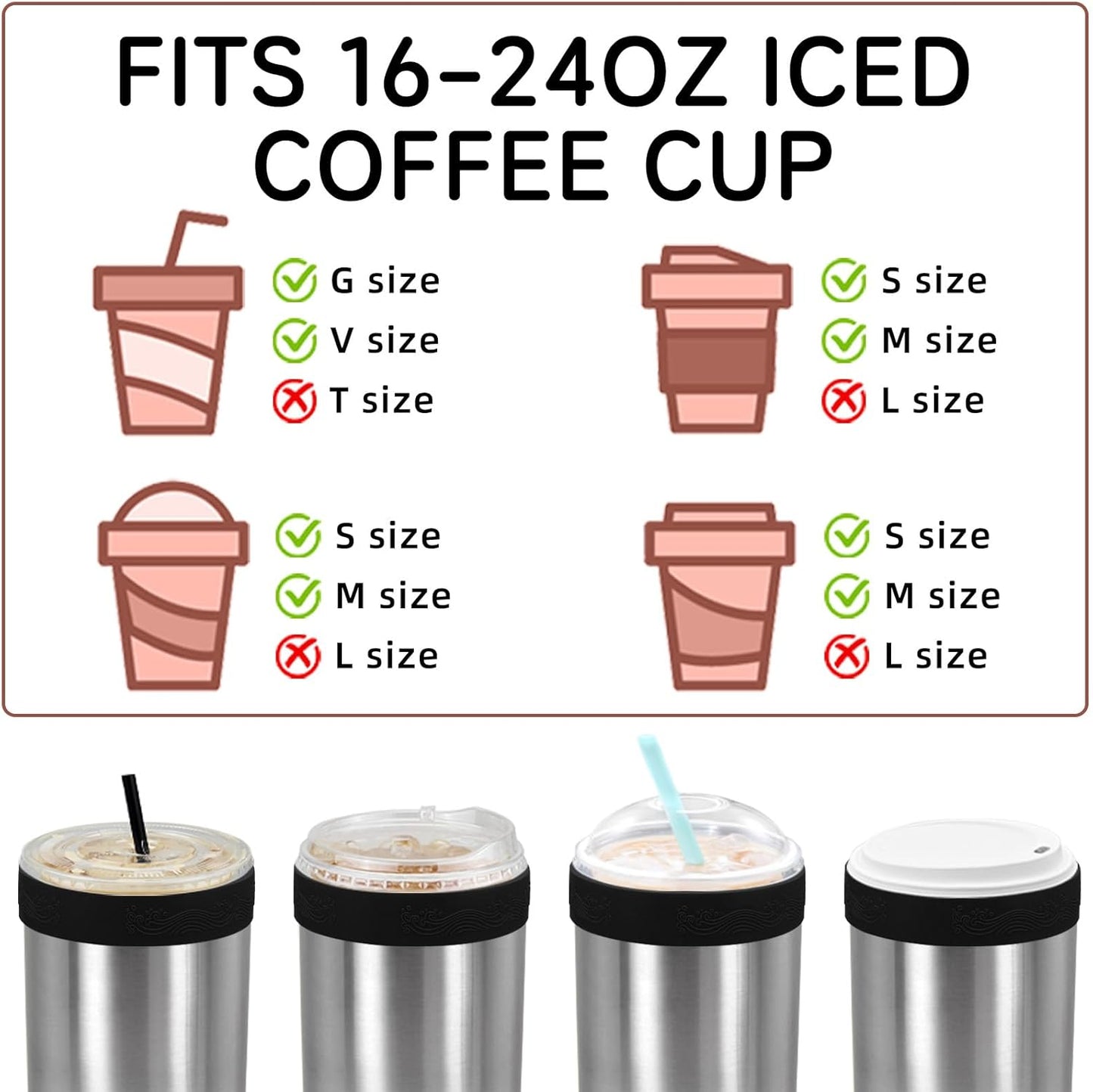 Silicone Ring for 30 Oz Stainless Steel Tumbler,Reusable Iced Coffee Sleeve for Stainless Steel Tumbler,For 30Oz Yeti,Rtic,Bjpkpk,For the Cup Mouth Diameter 3.9-4 Inch (Black)