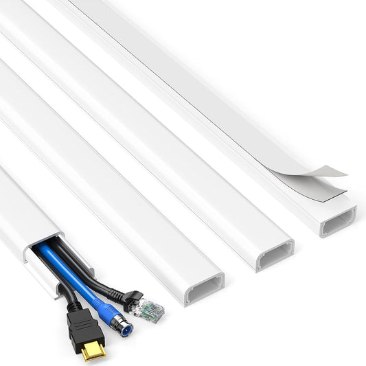 TV Cord Hider, 62.8In Cable Hider, Cord Covers for Wires on Wall, Wire Covers for 2-3 Cords, Wire Hiders for TV on Wall, Easier Setup Cable Cover Management, 4X L15.7 W0.94 H0.47In, White