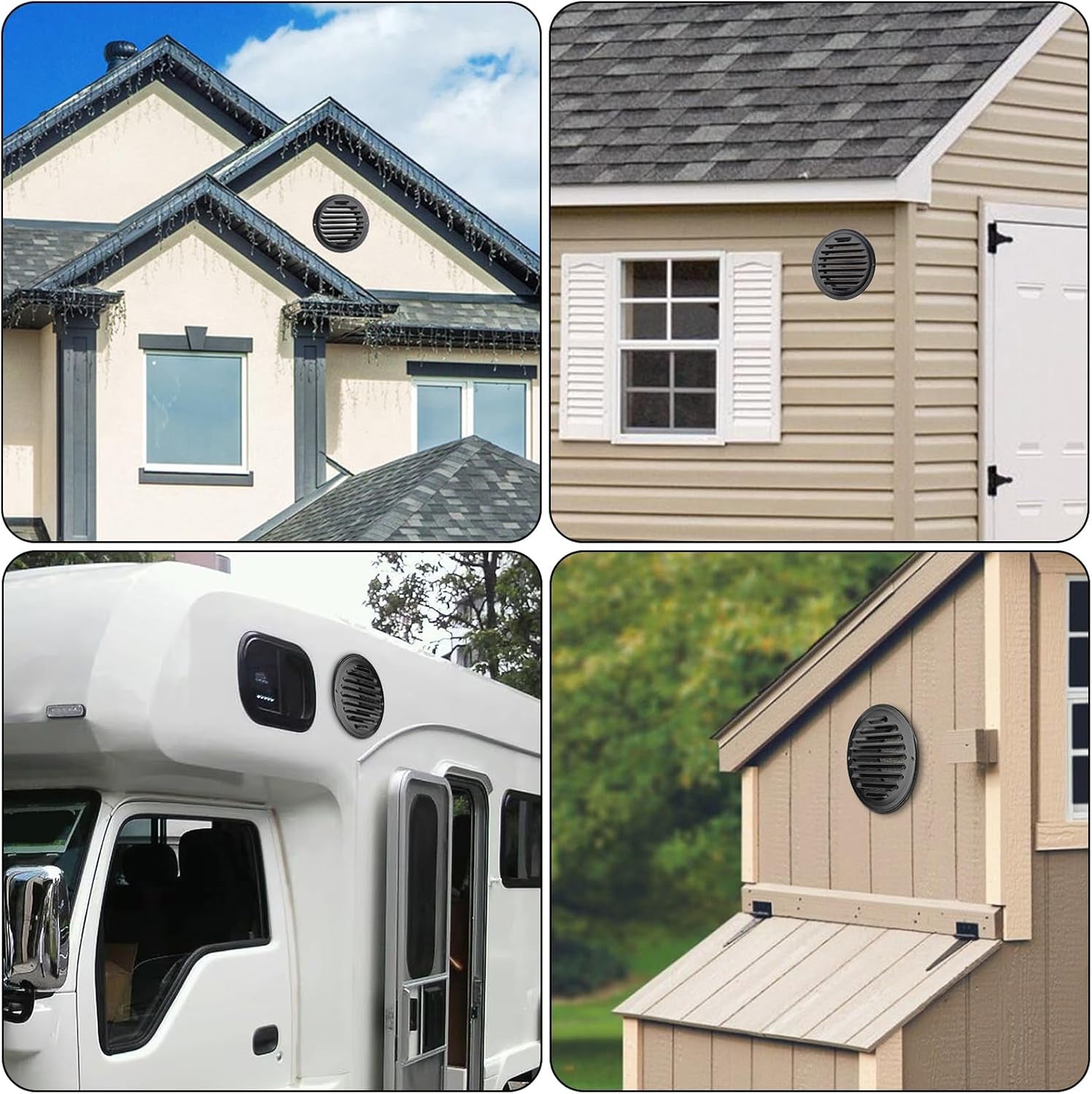 6-Inch Round Black Stainless Steel Air Vent Cover with Built-In Fine Mesh for Kitchen, Bathroom, Garage, Office, and Warehouse Ventilation