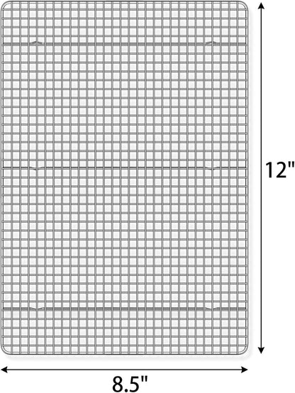 2-Pack Cooling Racks for Baking - 8.5" X 12" - Quarter Size - Stainless Steel Wire Cookie Rack Fits Quarter Sheet Pan, Oven Safe for Cooking, Roasting, Grilling