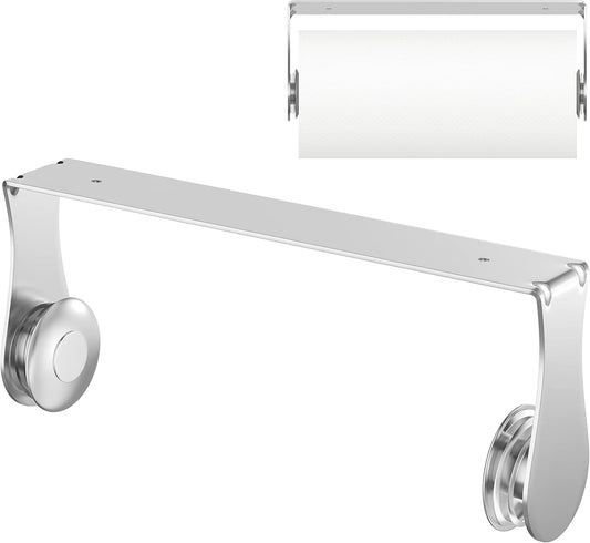 Paper Towel Holder under Cabinet, Wall Mount, One-Handed Tear, Stainless Steel, Silver, Paper Roll Holder for Kitchen Bathroom Farmhouse Essentials Decor Accessories
