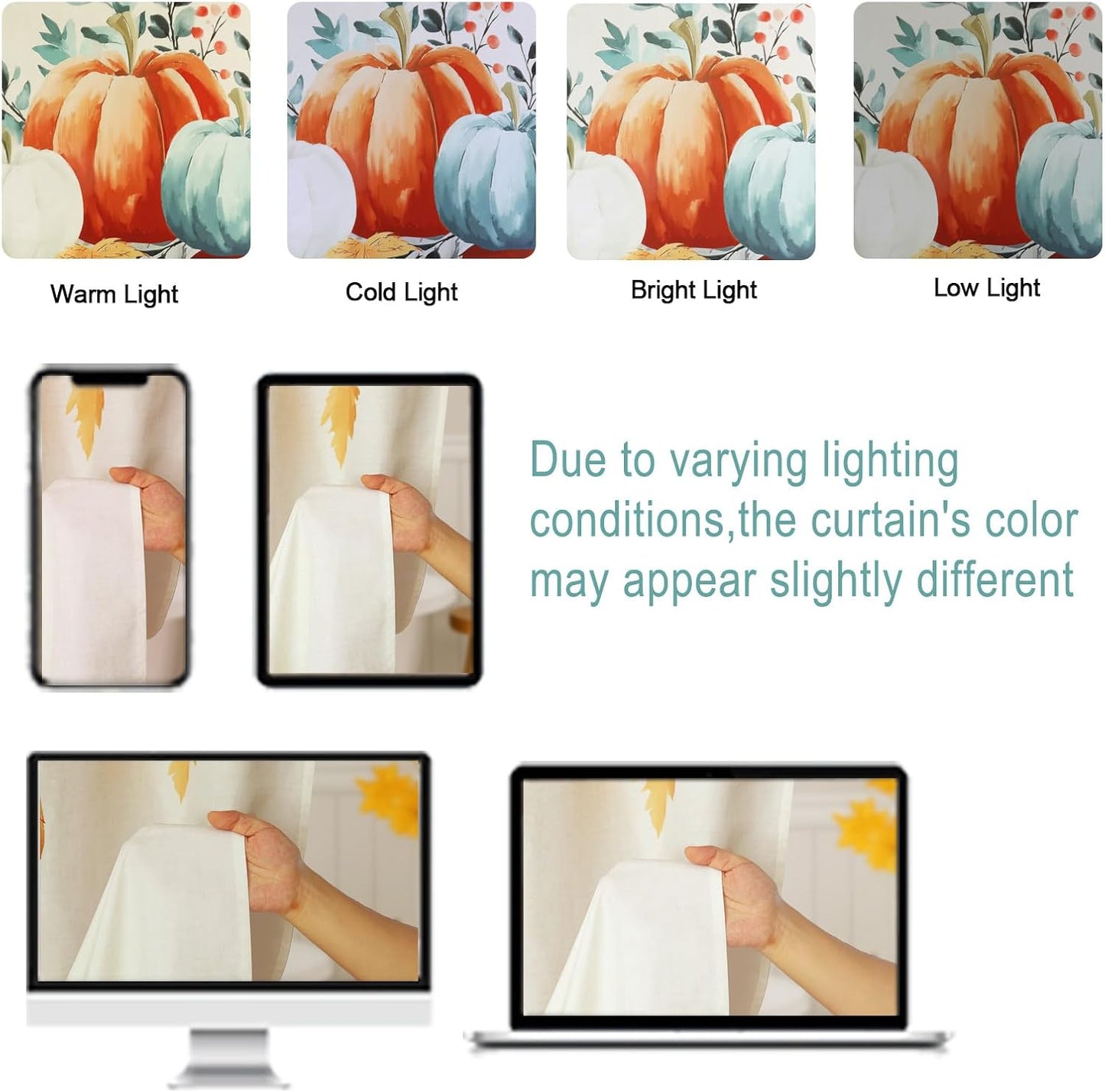 Autumn Pumpkin Fall Shower Curtain for Halloween Thanksgiving Harvest, Maple Leaf Floral Shower Curtain for Bathroom Decor, Polyester Waterproof Fabric, 72Wx72L Inch