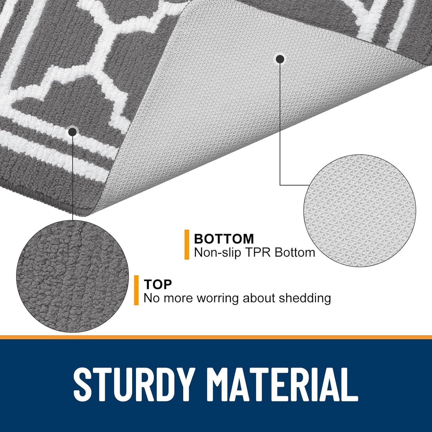 Indoor Door Mat, Dirt-Resistant and Absorbent Doormat, Anti-Slip, Low Profile Floor Mats for inside Entryway, Front, and Back Door Entrance (32X20 Inches, Grey)