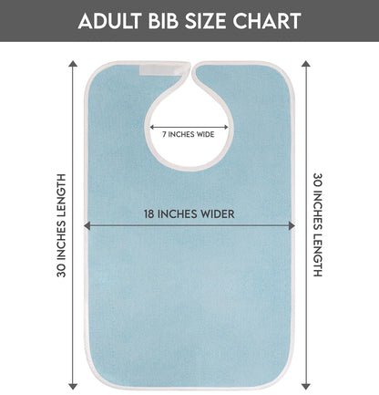 3 Pack Premium Unisex Adult Bibs for Elderly Women Men, Waterproof Bib for Eating, Adjustable and Washable (Blue)