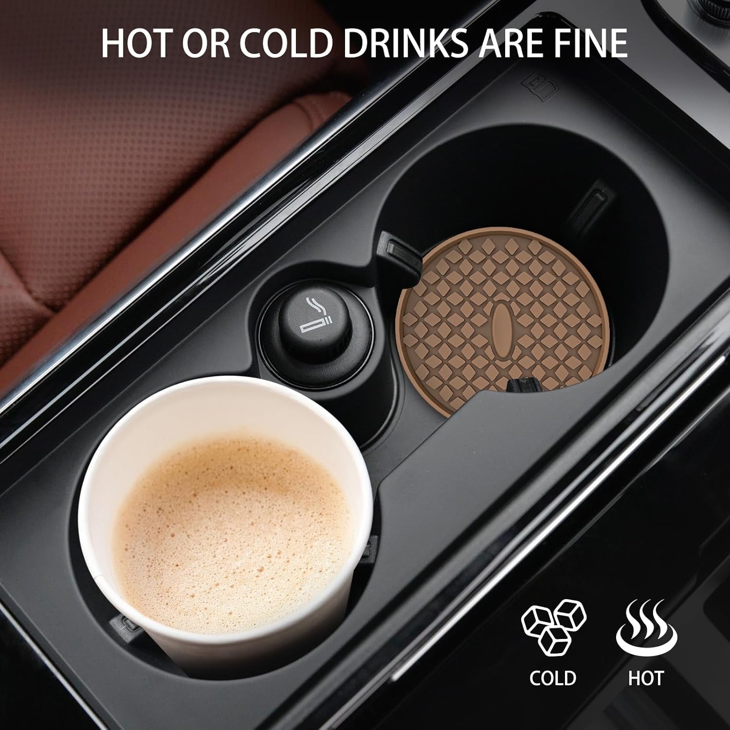 Car Cup Coasters [4 Pack] Silicone Car Coasters/Cup Mats, Non-Slip Recessed Car Interior Accessories Coffee