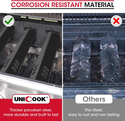 Grill Burner Covers 15”L X 3.8”W, Compatible with Dyna-Glo DGF510SSP, DGF493BNP, Heavy Duty Grill Heat Plates, Porcelain Heat Shields, BBQ Replacement Parts,5 Pack