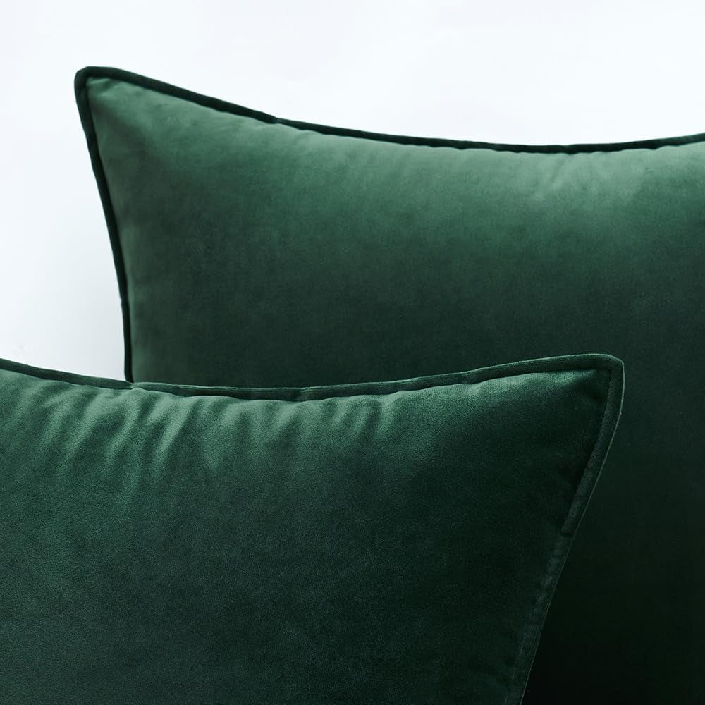 Pack of 2 Christmas Decorative Velvet Throw Pillow Cover Soft Army Green Pillow Cover Solid Square Cushion Case for Winter Sofa Bedroom Car 18X 18 Inch 45X 45Cm