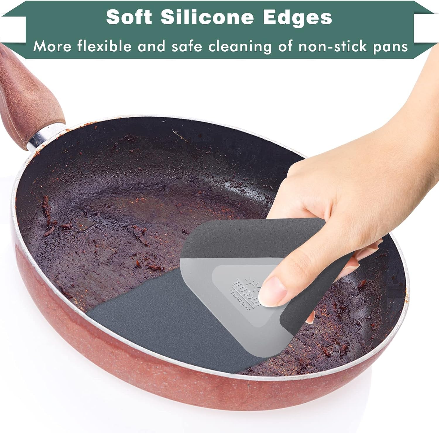 Pan and Pot Scraper, Nylon Silicone 2 in 1 Kitchen Dish Scraper