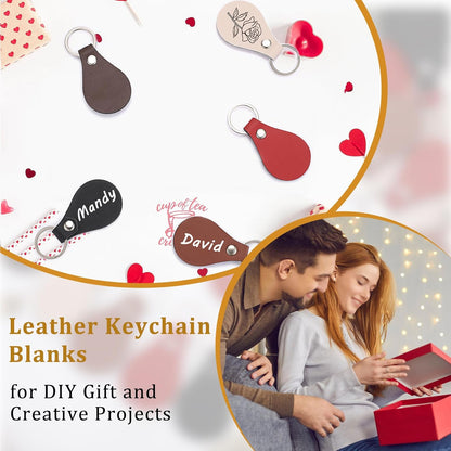 100-Piece Leather Keychain Blanks Set, 10 Color Options for Engraving, Personalized PU Leather Key Fob Kit for DIY Crafts and Gift Accessories