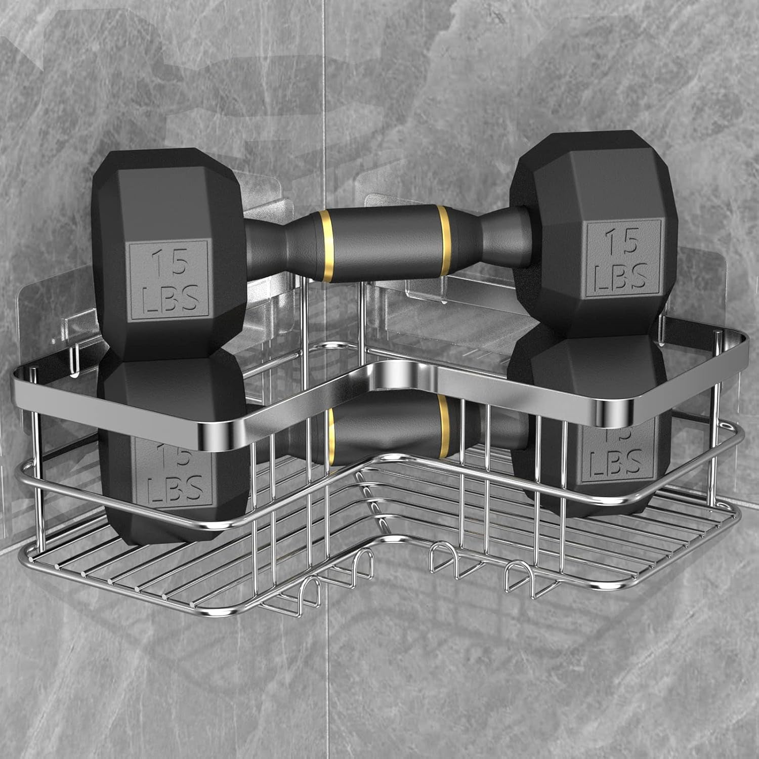 Shower Caddy 2-Pack, No Drilling Shower Organizer Corner Shelf for Bathroom Tub, Stainless Steel Shower Caddy Corner Shelf for Bathroom Kitchen(Silver)
