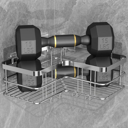 Shower Caddy 2-Pack, No Drilling Shower Organizer Corner Shelf for Bathroom Tub, Stainless Steel Shower Caddy Corner Shelf for Bathroom Kitchen(Silver)