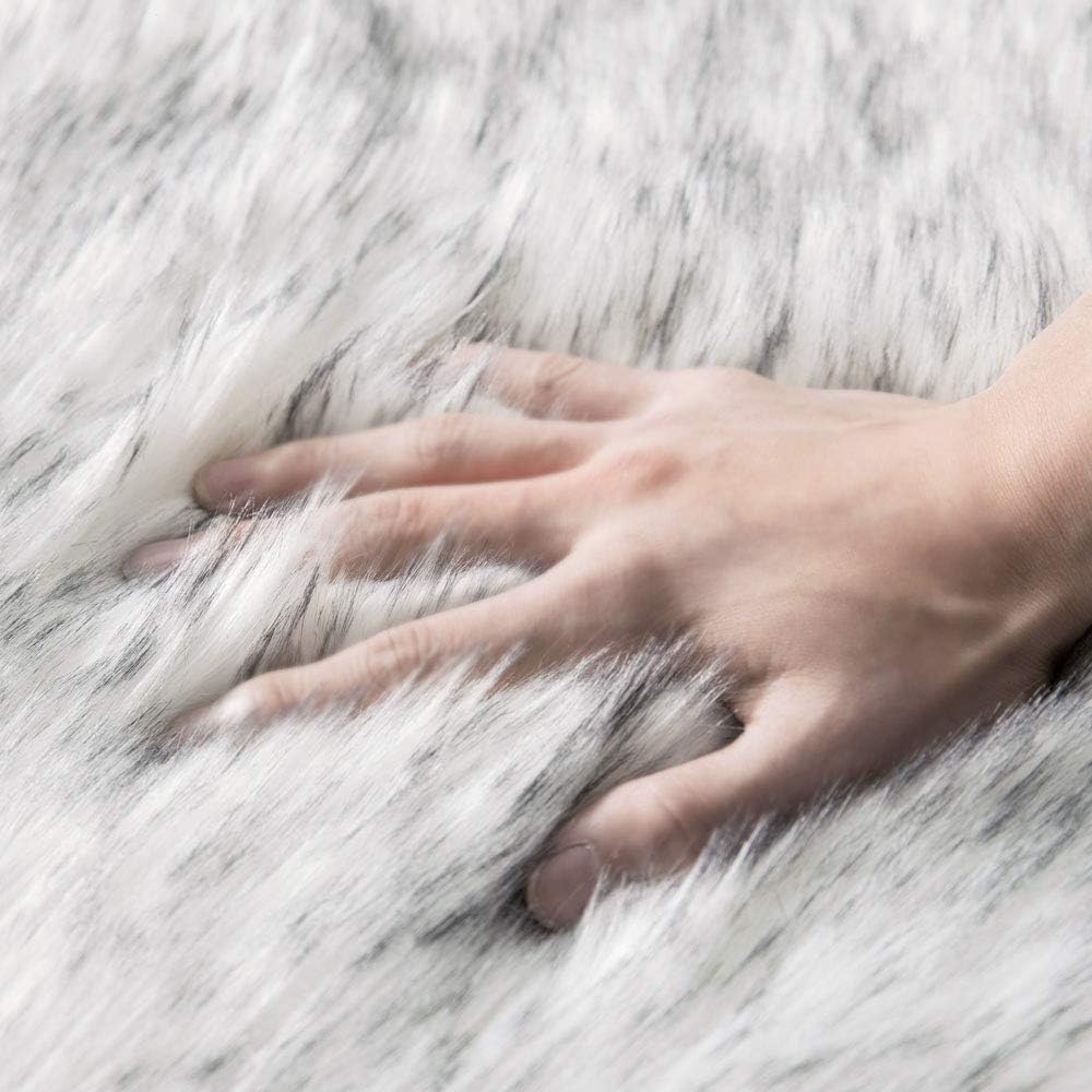 Fluffy Rug Soft Shaggy Faux Fur Area Rug Luxury Plush Sheepskin Carpet for Bedroom Living Room Sofa Chair 2 X 3 Feet, Gradient Grey
