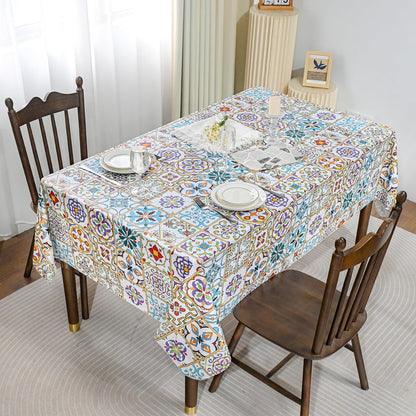 Rectangle Tablecloth, Waterproof Vinyl Table Cloth with Flannel Backing, Plastic Table Cloths for Dinner, Kitchen, Outdoor and Parties, 60"X84"