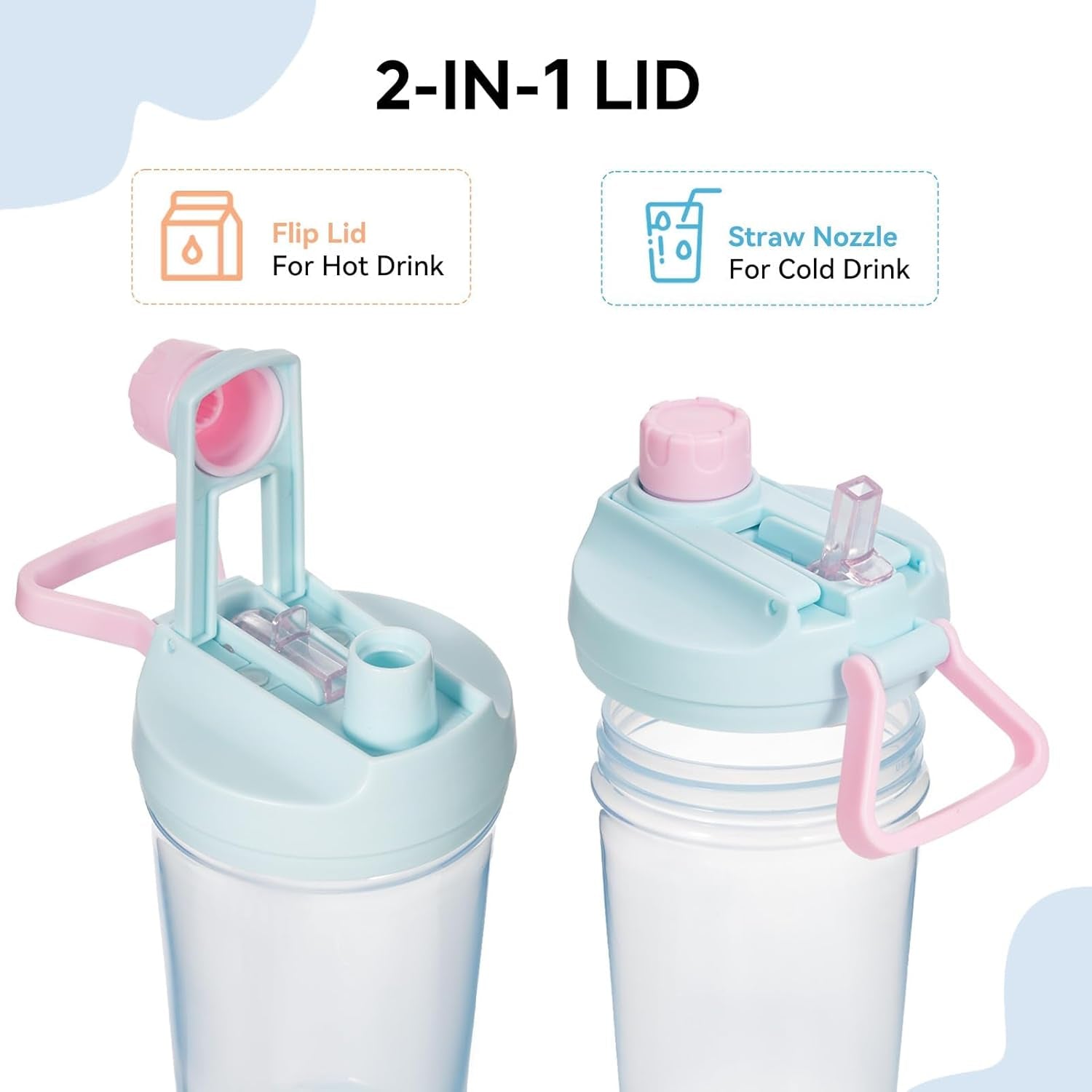 12Oz Kids Water Bottle with Straw Leak-Proof Toddler Water Bottle Plastic Water Bottles Bpa-Free Toddler Straw Cups with Handle for Travel Fitness School, BLUE
