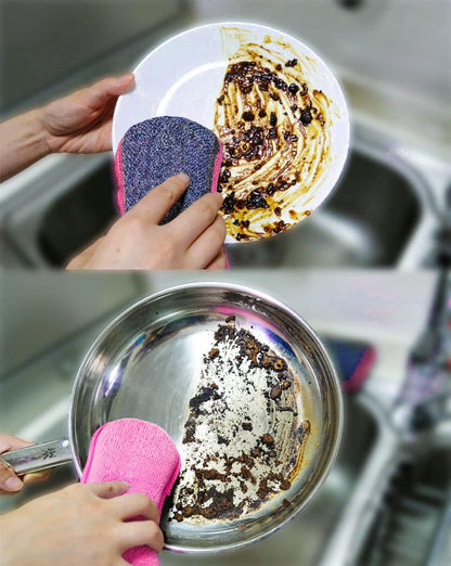 Dish Sponges Kitchen, Microfiber Cleaning Scrubber for Dishwashing, Sink, Basin and Multi-Pupose, Non-Scratch Pack of 6