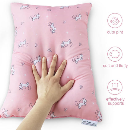 Toddler Pillow for Sleeping 2 Pack Ultra Soft & Breathable 14" X 19" Nap Pillows for Crib, Machine Washable Soft Travel Pillow, Toddler Bed Pillows