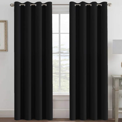 100% Blackout Curtains for Bedroom Black Out Curtains 96 Inch Thermal Insulated Long Blackout Curtains for Living Room, Energy Saving Curtains for Patio Door Grommet (1 Panel, Jet Black)