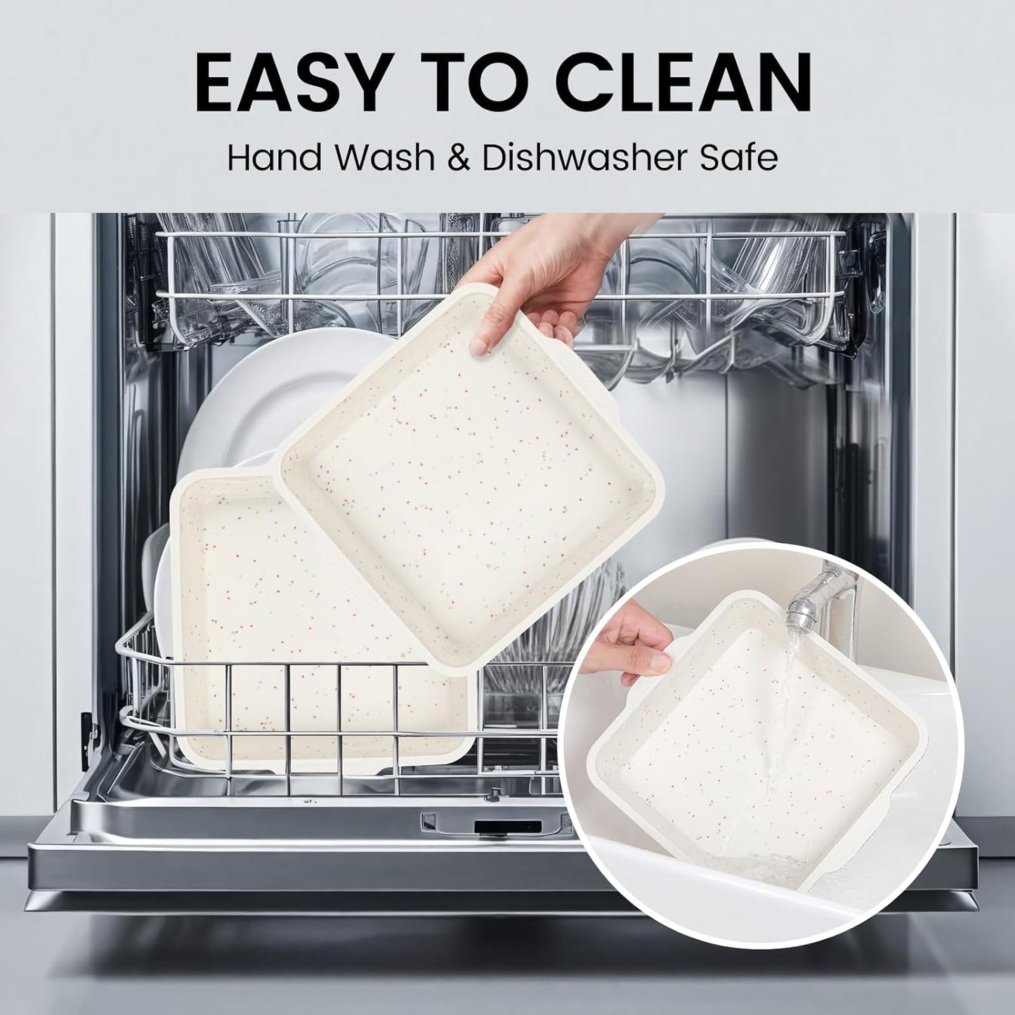 8 Inch Silicone Square Cake Pan with Metal Reinforced Frame, Nonstick Silicone Brownie Pans BPA Free Suitable for Making Cakes, Brownies, Bread