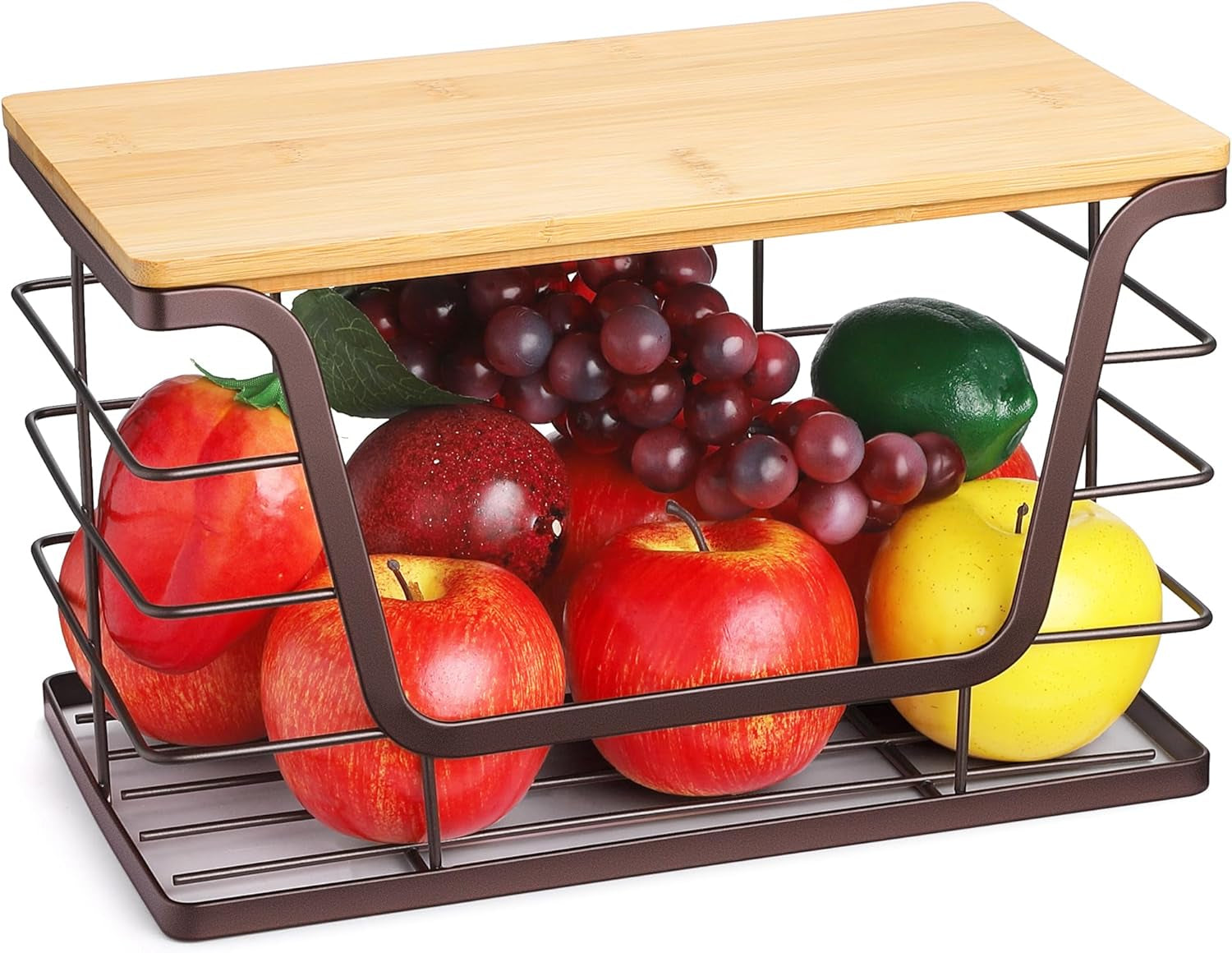 Storage Basket for Kitchen Pantry Organizers and Storage, Stainless Steel Extra Large Trash Bag Dispenser under Sink, Brown