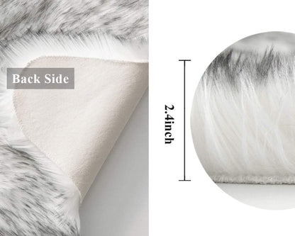 Fluffy Rug Soft Shaggy Faux Fur Area Rug Luxury Plush Sheepskin Carpet for Bedroom Living Room Sofa Chair 2 X 3 Feet, Gradient Grey
