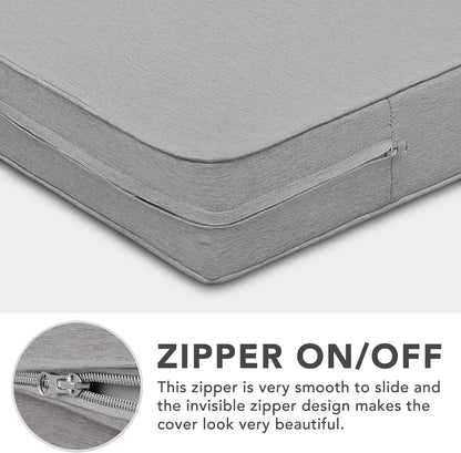 Patio Cushion Covers 27X25X5 Inch 4 Pack, Linen Look Outdoor Water Resistant Chair Seat Cushion Slipcover with Zipper for Outdoor Furniture, Covers Only! Grey