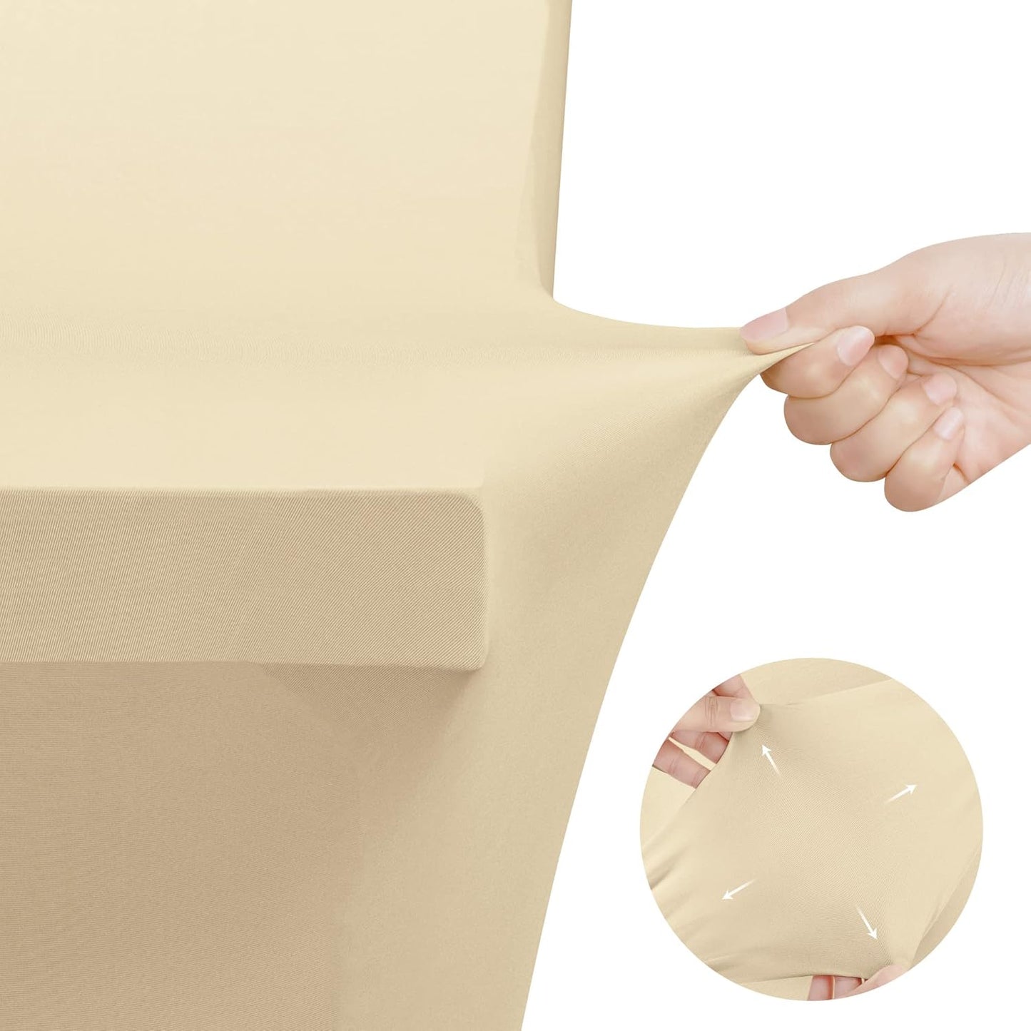 Spandex Tablecloth 2 Pack [6FT, Champagne] Tight, Fitted, Washable and Wrinkle Resistant Stretch Table Cloth Rectangle Cover for Trade Show, Weddings & Parties [72Lx30Wx30H Inch]