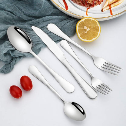 20-Piece Stainless Steel Flatware Set for 4 - Upgraded Mirror Polished Cutlery, Dishwasher Safe