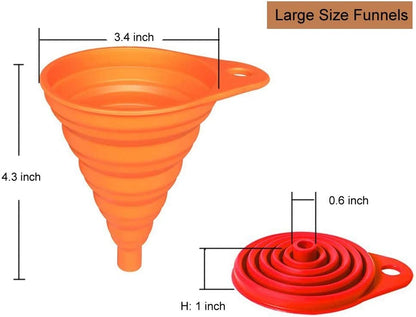 Collapsible Silicone Funnels 4 Pack + Silicone Funnels 4 Pack
