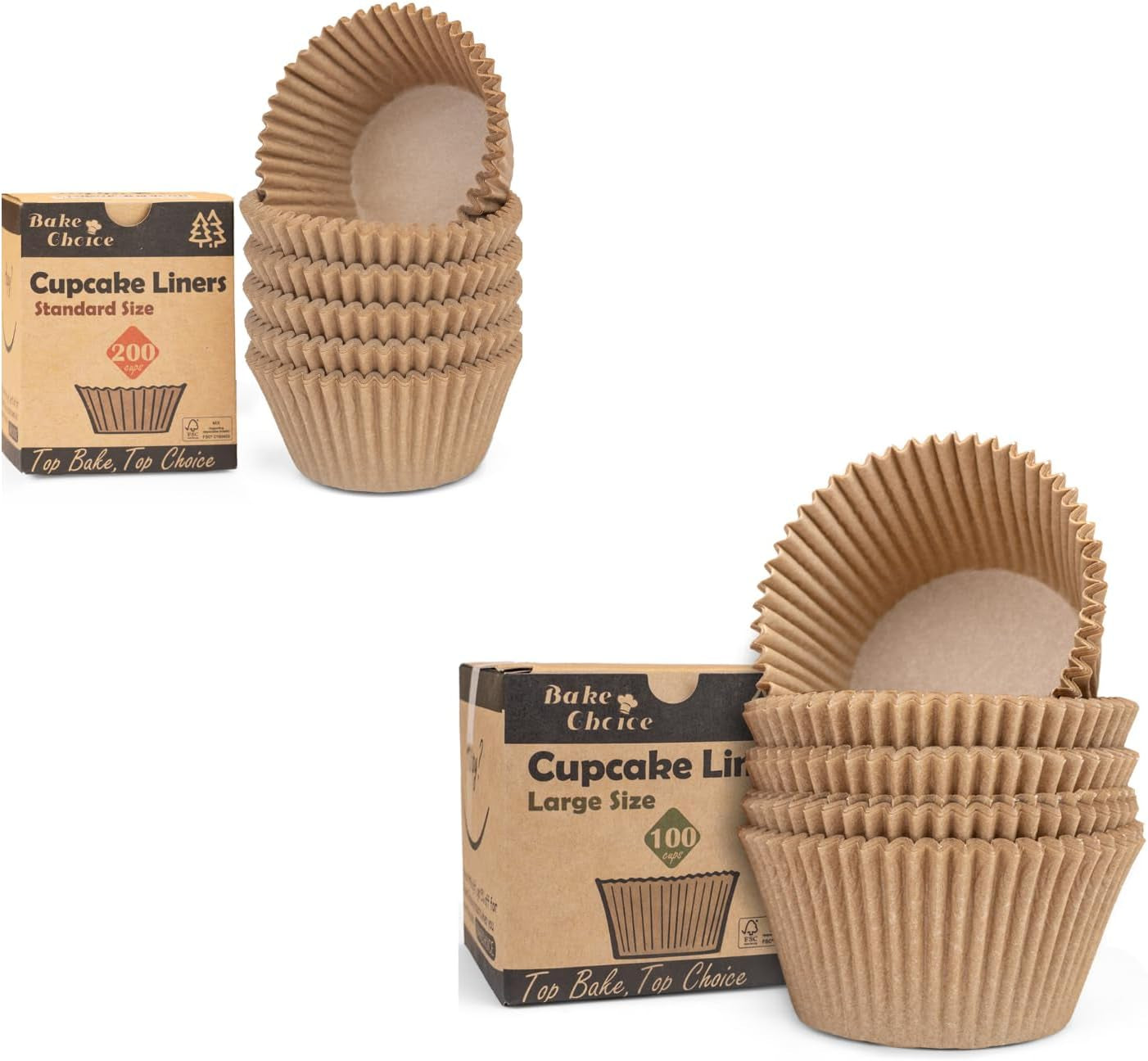 Non-Stick 200Pcs Standard Cupcake Liners and 100Pcs Jumbo Cupcake Liners