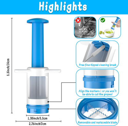 Grape Cutter, Fruit Slicer and Veggie Divider with Stainless Steel Blades for Baby Supplement- Strip Blade
