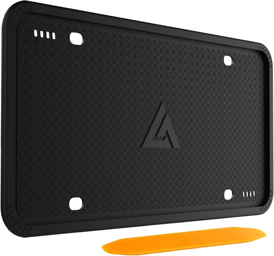 Silicone License Plate Frames Black, 1 Pack Car License Plate Frame, Universal US Car Black License Plate Holders Brackets Rust-Proof, Rattle-Proof, Weather-Proof Car Accessories(Black)