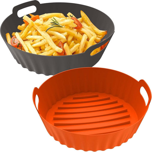Silicone Air Fryer Liners Reusable Airfryer Liners 2 Pack 3-5 QT Silicone Pot 7.7 Inch, Air Fryer Basket round Silicone Mat Oven Baking Tray Replace Parchment Paper for Air Fryer Accessories