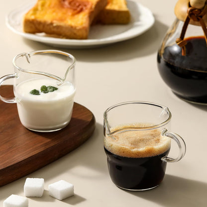 Espresso Cups Set of 2, 6 OZ Double Spouts Stackable Cups, Espresso Shots Glass Mugs with Handle, Cute Clear Glasses for Coffee Bar, Machine Accessories