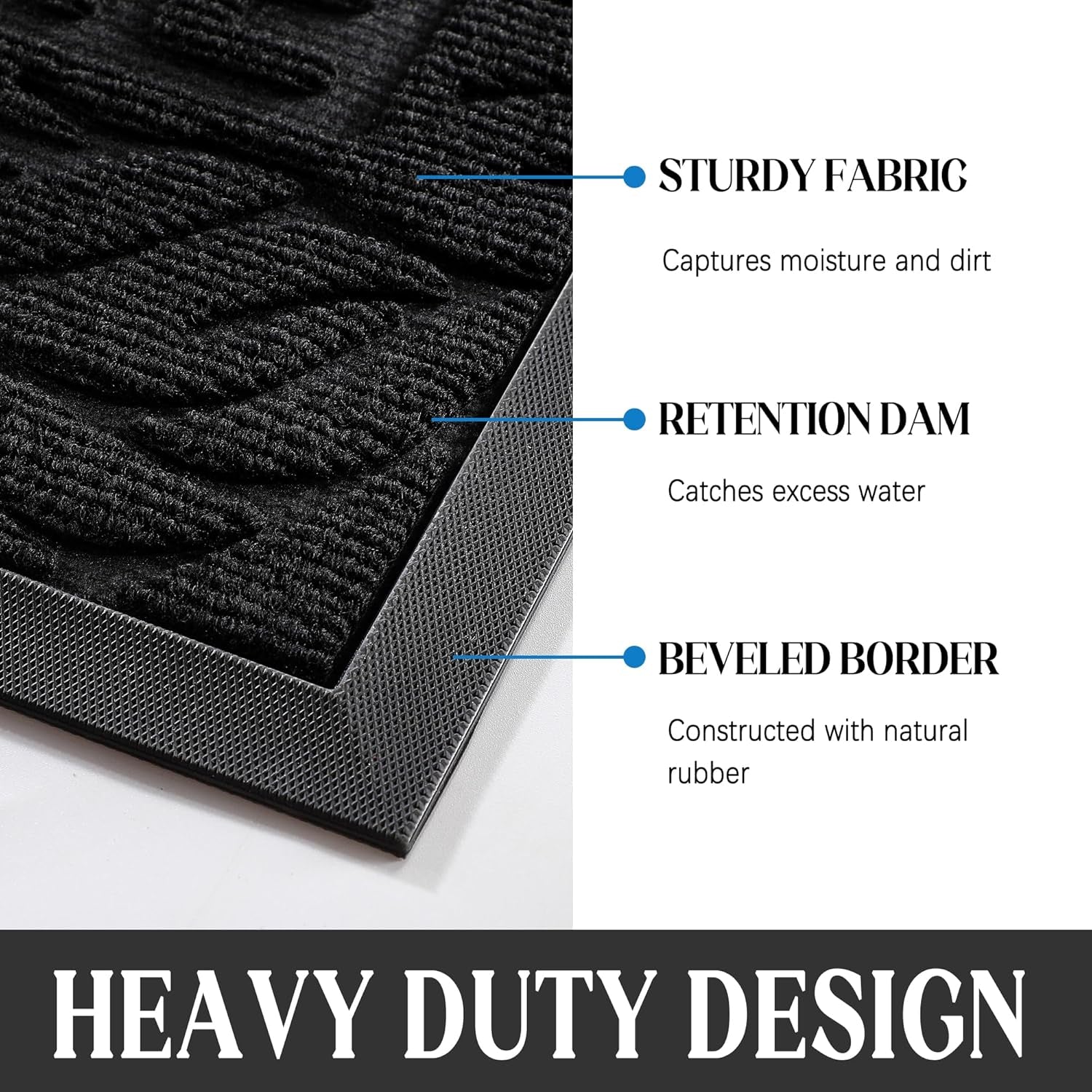 Welcome Mat Outdoor, 29.5X17 Waterproof Door Mat outside Entrance, All-Weather Non Slip Front Door Mat, Low-Profile Entryway Mat Indoor, Porch and Patio, Black