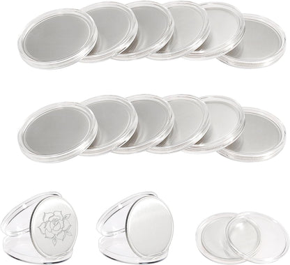 15-Piece Set of 1.57-Inch Blank Challenge Coins for Laser Engraving, Includes Acrylic Protection Box for Custom DIY Crafts and Commemorative Collections, Silver
