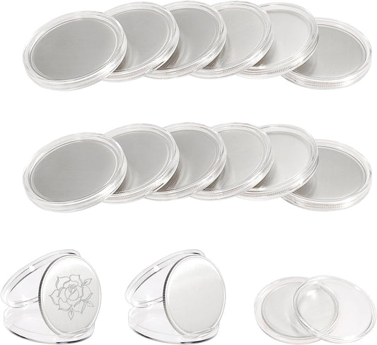 15-Piece Set of 1.57-Inch Blank Challenge Coins for Laser Engraving, Includes Acrylic Protection Box for Custom DIY Crafts and Commemorative Collections, Silver