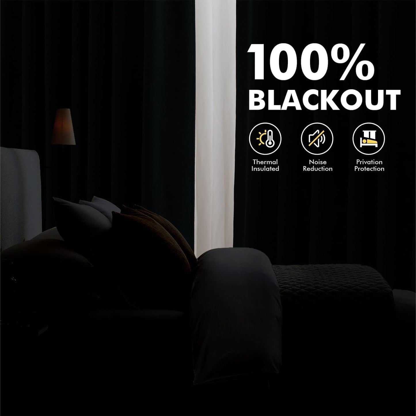 100% Blackout Curtains for Bedroom, Linen Solid Luxury Decor Thermal Insulation Room Darkening Drapes for Living Room Nursery Back Tab Rod Pocket 42 X 84 Inches, 2 Panels,Linen