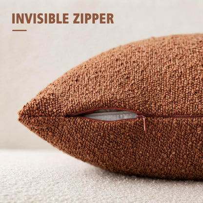 Decorative Textured Boucle Throw Pillow Covers Accent Solid Lumbar Pillow Cases Soft Cozy Couch Cushion Case for Chair Sofa Bedroom Living Room Home Decor 12X20 Inch,1Pc,Burnt Orange Hazel