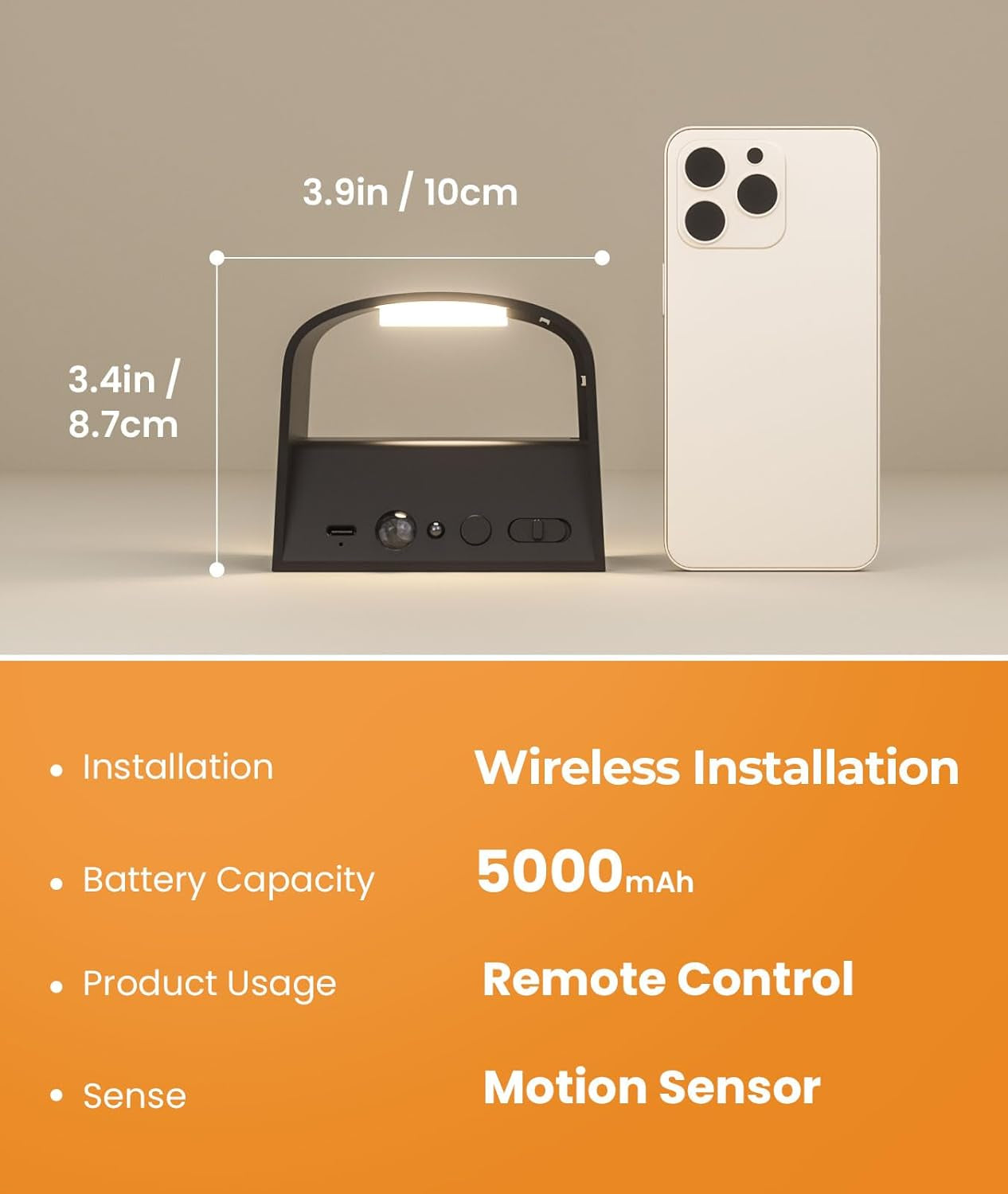 Motion Sensor Wall Lights with Remote Control 3 Colors Wireless Wall Lamp LED Indoor up down Wall Sconces 5000Mah Rechargeable Battery Powered Wall Lamps Brightness Adjustable, 1 Pack