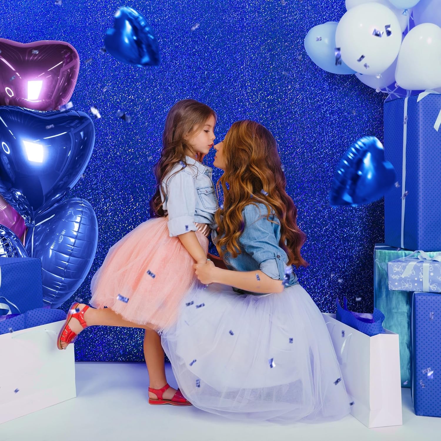 Royal Blue Holographic Foil Tablecloths - Set of 2, 54x72 Durable Table Covers for Elegant Events, Perfect for Parties, Weddings, and Showers