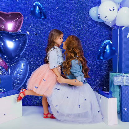 Royal Blue Holographic Foil Tablecloths - Set of 2, 54x72 Durable Table Covers for Elegant Events, Perfect for Parties, Weddings, and Showers