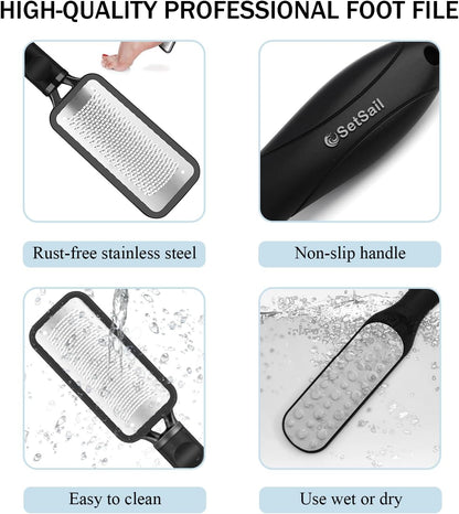 Callus Remover for Feet 2 Pack Colossal Foot Files Kit Foot Scrubber Foot Rasp Premium Stainless Steel Foot Files for Professional Foot Care