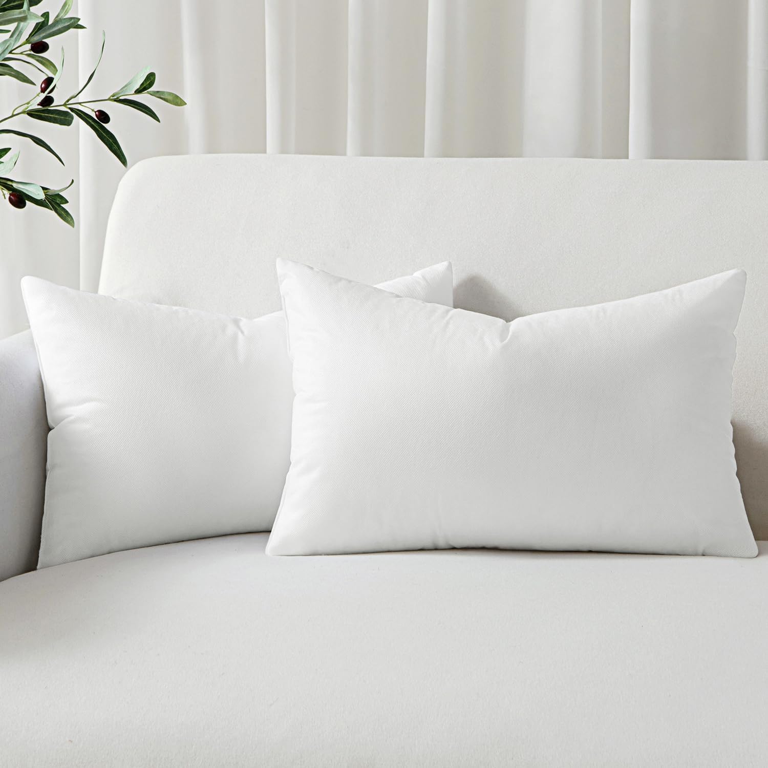 Set of 2 Throw Pillow Inserts 12X20 Inches, 100% Virgin Filling Nonwoven Pillow Inserts for Couch Sofa Living Room