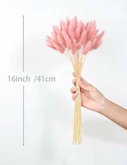 120Pcs Dried Rabbit Tails, Dusty Pink Bunny Tails, Natural Bulk Dried Flowers for DIY Bohemian Wedding Rustic Party Decorations, Garlands, Cake Decorations. (Dusty Pink)